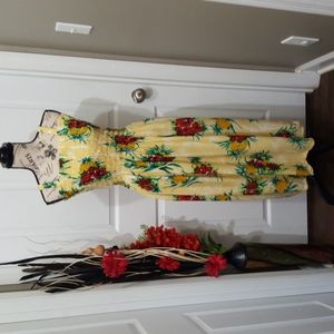 Women Summer Pineapple 🍍 Hawaiian Smock Waist Dress